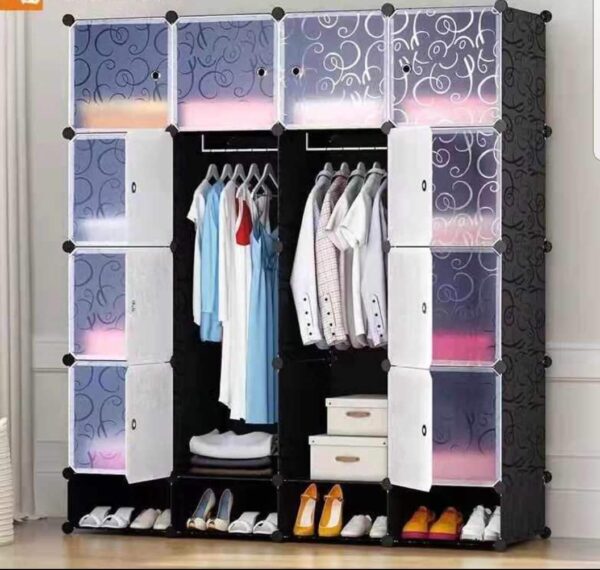 Portable Plastic Wardrobe 4 column